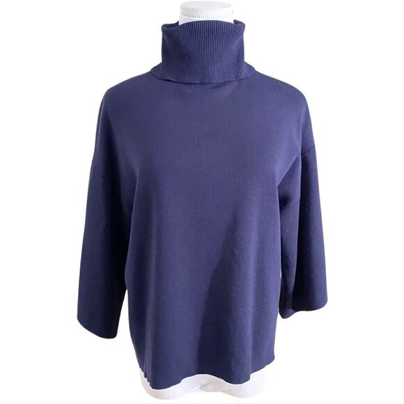 PRETTY LAVISH HAYDEN KIMONO SLEEVE TURTLENECK JUMPER SWEATER IN NAVY - XS - Picture 3 of 11